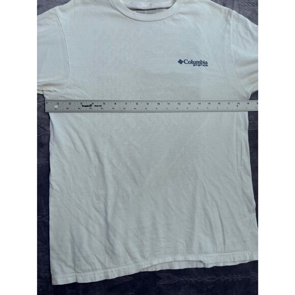 Men's Columbia White T-Shirt Size M Fishing Angling Patriotic - Picture 4 of 12